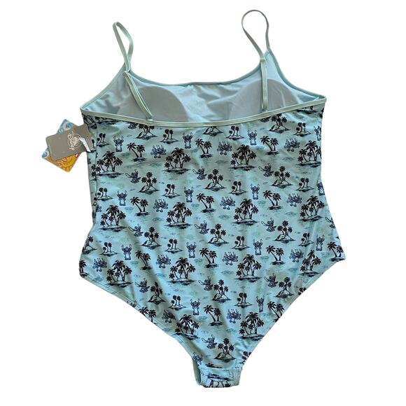Disney Lilo And Stitch Woman's Size 1X Light Blue UPF 50+ One Piece Swimsuit NEW - Picture 7 of 11